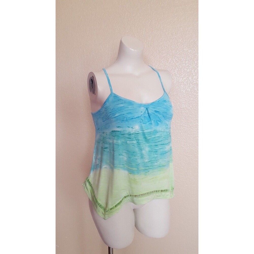 Green Dragon Asymmetrical Tie Dye Cami Tank Top Size XS M XL New